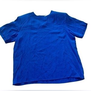NWT Vintage Anna and Frank 100% Silk Short Sleeve Shirt - Womens Size Small Blue